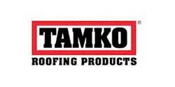 TAMKO Roofing Products logo with "TAMKO" in bold black letters inside a red-bordered rectangle and "Roofing Products" in smaller black letters underneath.