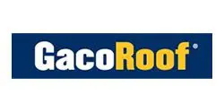 GacoRoof logo featuring "GacoRoof" in white and yellow text on a blue background.