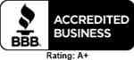 BBB Accredited Business logo with an A+ rating.